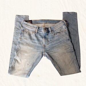 Abercrombie & Fitch Men's Washed Light Blue Skinny Jeans